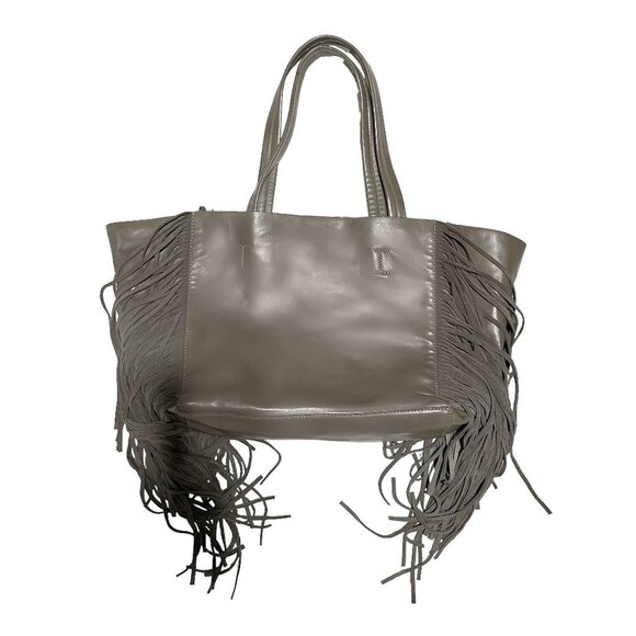 Anthropologie REMI & REID LEATHER SIDE FRINGE BAG TAUPE - Picture 7 of 8